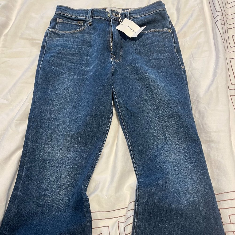 NWT Frame Women's Blue Jeans Crop Regular Fit Boot Cut Leg Denim Pants Size 27